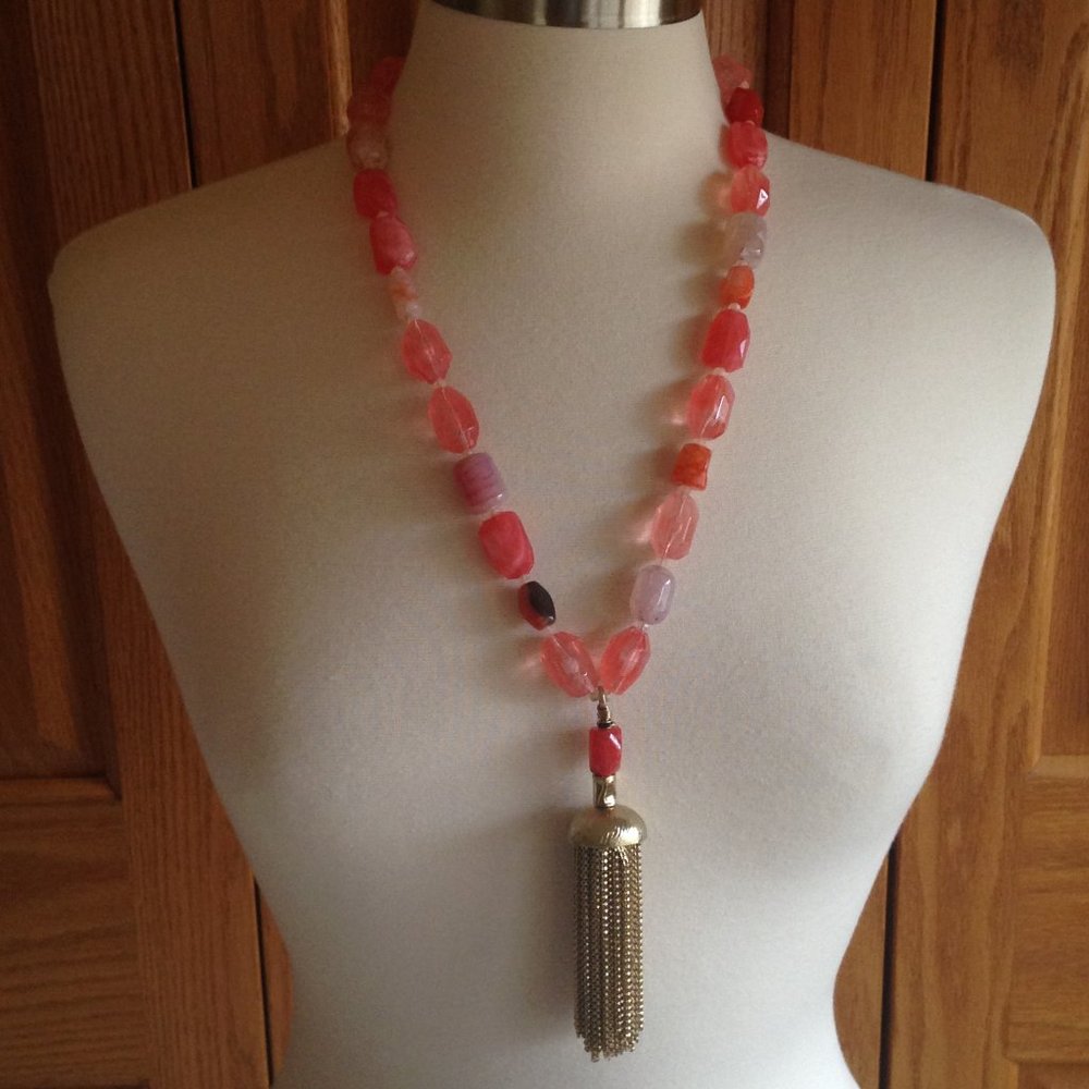 LYDELL - Beaded Tassel Necklace - New, no Tag